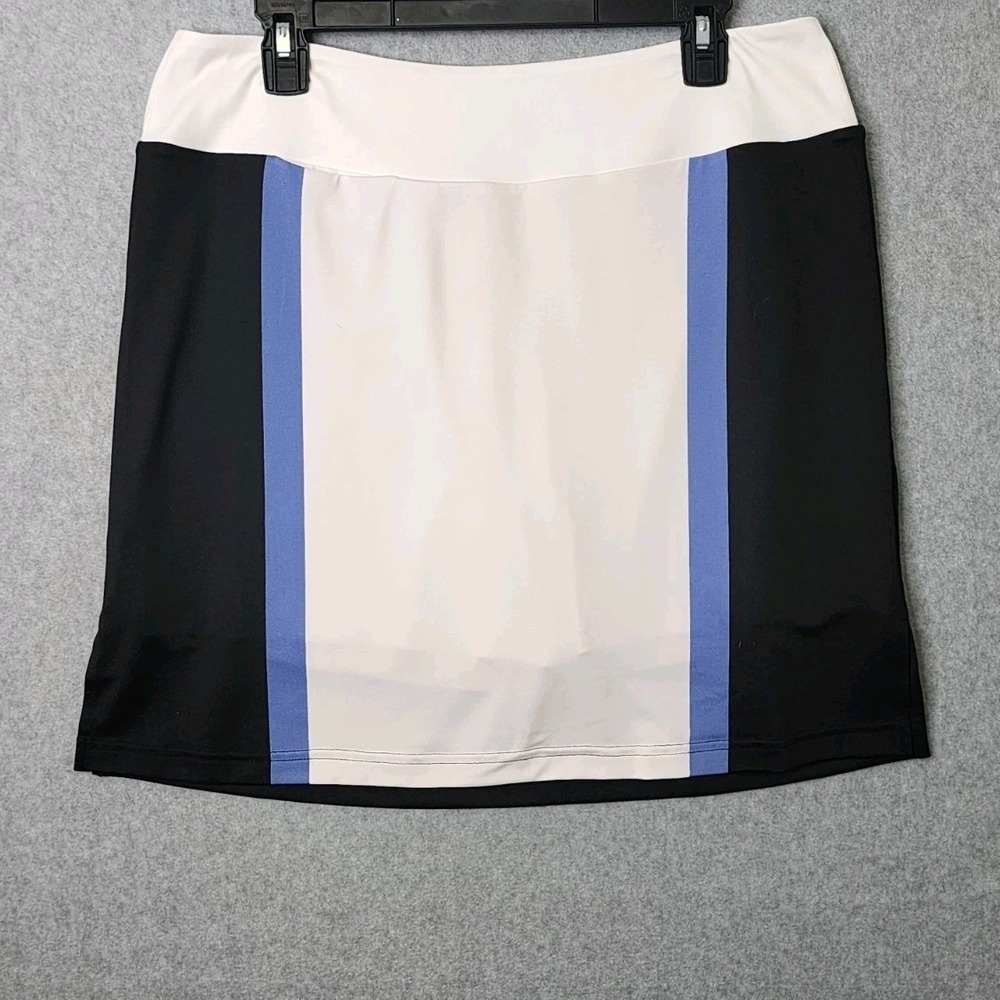Golftini Skort Women Large Black White Blue Stability-Long Colorblock Golf Skirt